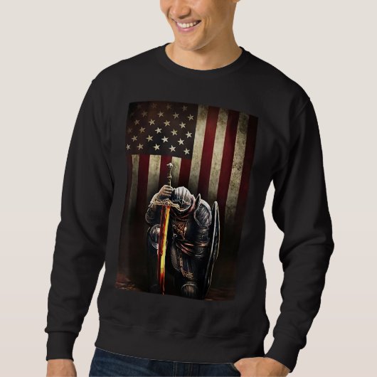 Gott Jesus Christlich American Flag Knight Templer Sweatshirt (Vorderseite)