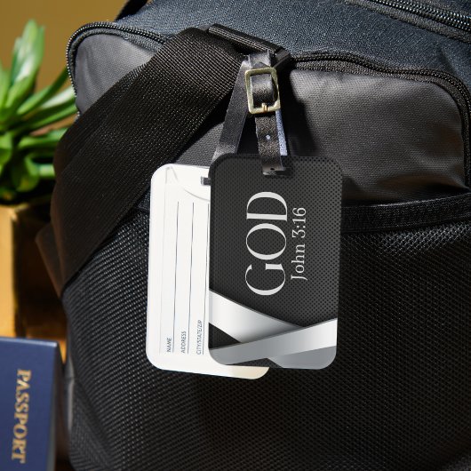 GOTT | John 3:16 mit fett metallischem Hintergrund Gepäckanhänger