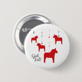 Gott jul! Dala Horse Button (Vorne & Hinten)
