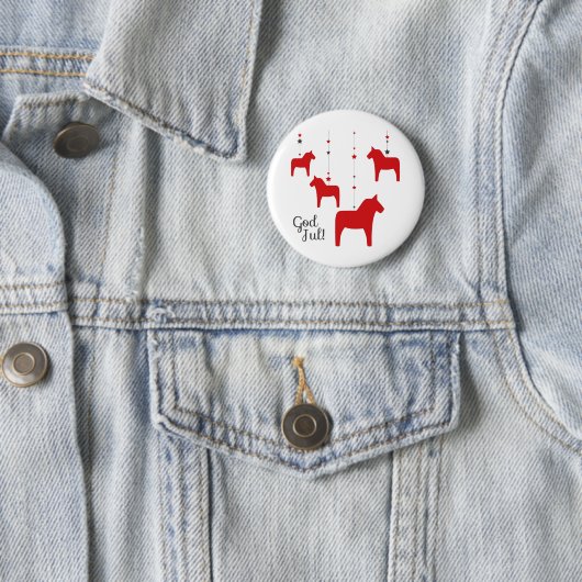 Gott jul! Dala Horse Button (Beispiel)