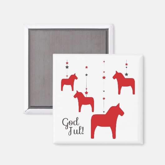 Gott jul! Dala Horse Magnet (Vorderseite/Rückseite)