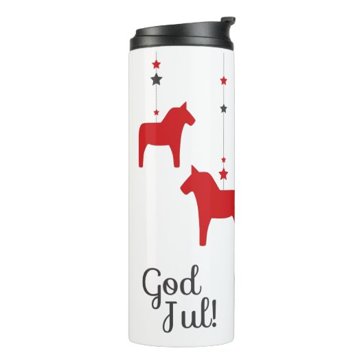 Gott jul! Dala Horse Thermal Tumbler Thermosbecher (Nach links gedreht)