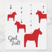 Gott jul! Dala Horse Wine Label Weinetikett (Einzelnes Label)
