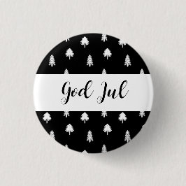 Gott Jul Frohe Weihnachten skandinavisches Muster Button