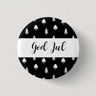 Gott Jul Frohe Weihnachten skandinavisches Muster Button
