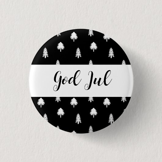 Gott Jul Frohe Weihnachten skandinavisches Muster Button (Vorderseite)
