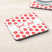 Gott Jul Frohe Weihnachten skandinavisches Muster Getränkeuntersetzer (Linke Seite)