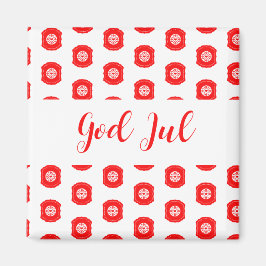Gott Jul Frohe Weihnachten skandinavisches Muster  Magnet