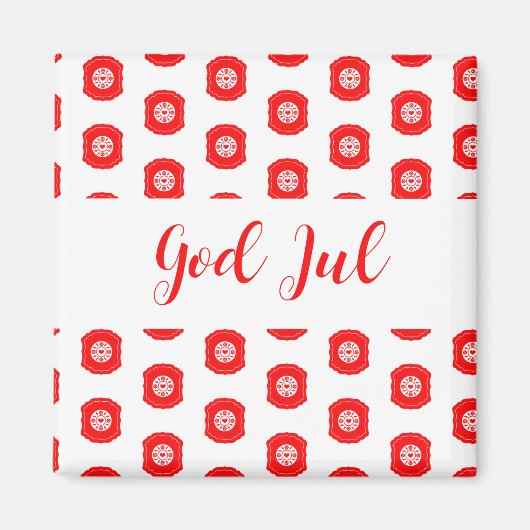 Gott Jul Frohe Weihnachten skandinavisches Muster Magnet (Vorne)