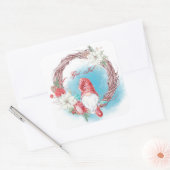 Gott Jul Gnome Wreath Quadratischer Aufkleber (Umschlag)