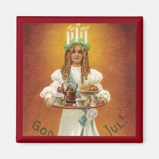 Gott Jul! Lucia mit Leckereien Magnet (Vorne)