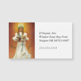 Gott Jul! Lucia mit Leckereien Magnetkarte