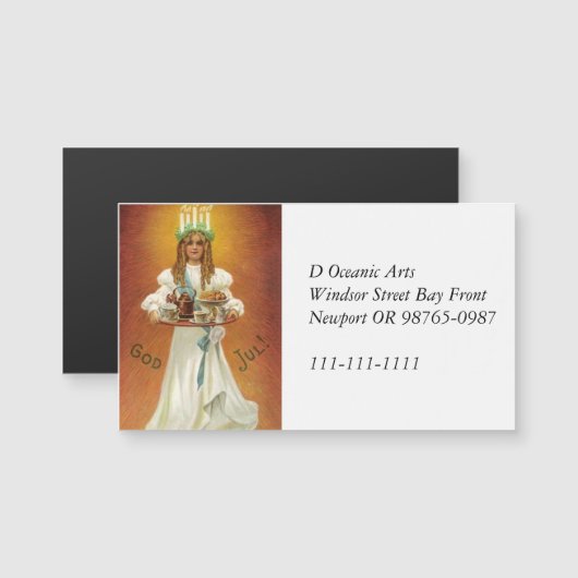 Gott Jul! Lucia mit Leckereien Magnetkarte (Vorne/Hinten)