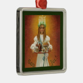 Gott Jul! Lucia mit Leckereien Silbernes Ornament (Rechts)