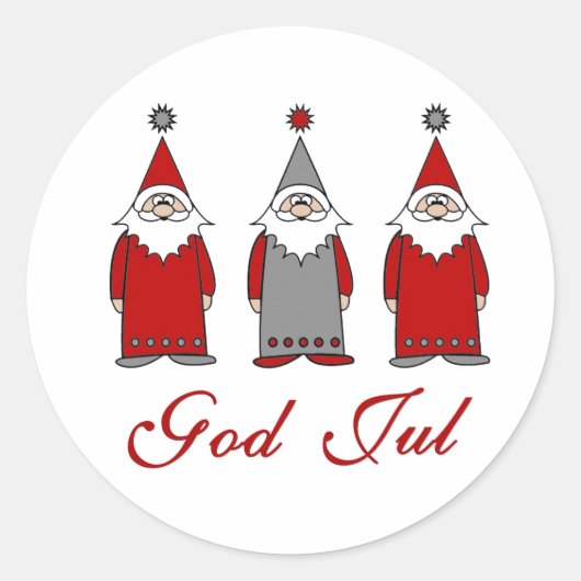 Gott Jul | Niedlich Funny Tomten Runder Aufkleber (Vorderseite)
