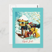 "Gott Jul!" Nisse Füttre kleine Vögel Postkarte (Vorne/Hinten)