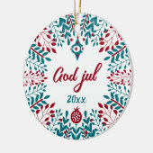 Gott jul, Norwegischer Weihnachtsgrüß Keramik Ornament (Links)