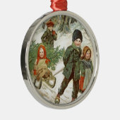 "Gott Jul!" oder kleine Kinder im Schnee. Ornament Aus Metall (Rechts)