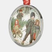 "Gott Jul!" oder kleine Kinder im Schnee. Ornament Aus Metall (Links)
