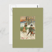 "Gott Jul!" oder kleine Kinder im Schnee. Postkarte (Vorne/Hinten)