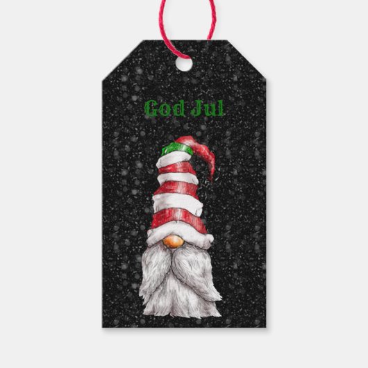 Gott Jul Red Gnome Geschenkanhänger (Vorderseite)