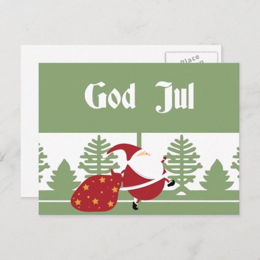 Gott Jul Sankt Feiertagspostkarte (Vorne/Hinten)