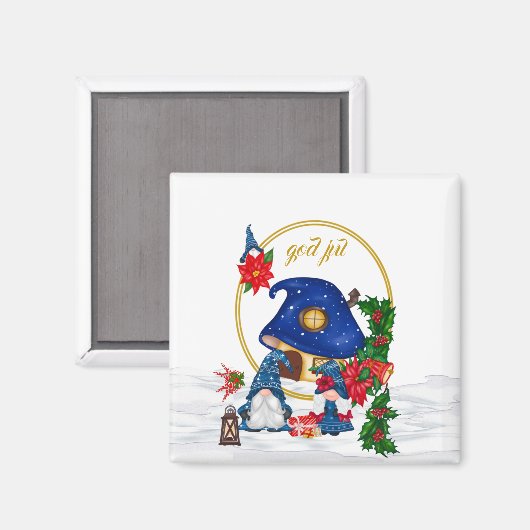 Gott Jul Swedish Gnomes Magnet (Vorderseite/Rückseite)