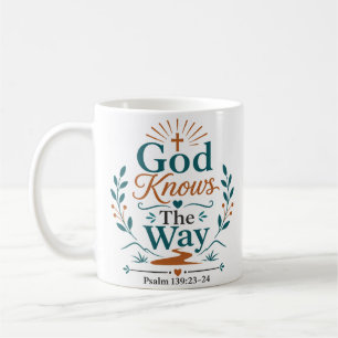 Gott kennt den Weg Morgen-Schriftzug-Zitat Kaffeetasse