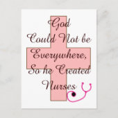 Gott konnte nicht überall NURSES rosa Kreuz Postkarte (Vorderseite)