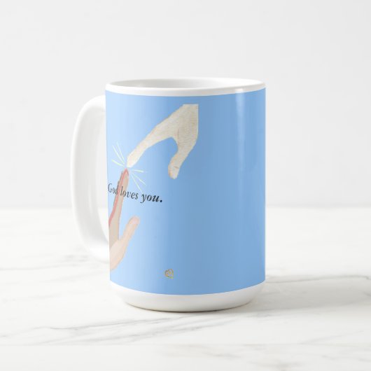 Gott Liebe dich, Energie und rassische Tasse (Vorderseite Links)