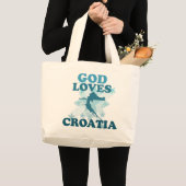 Gott-Lieben Kroatien Jumbo Stoffbeutel (Vorderseite (Produkt))