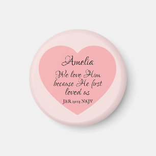 Gott liebt dich Bibelvers Rosa rotes Herz einfach Magnet