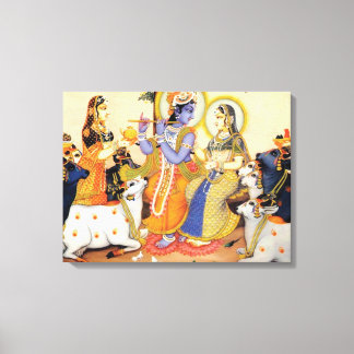 Gott Lord Krishna Premium Wrapped Canvas (Glanz) Leinwanddruck