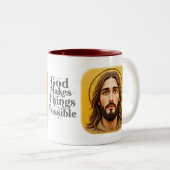 Gott macht Dinge möglich Zweifarbige Tasse (VorderseiteRechts)