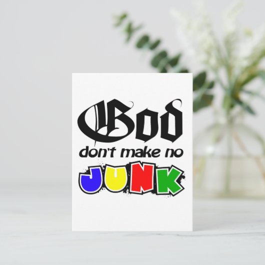 Gott macht keinen Junk Postkarte (Stehend Vorderseite)