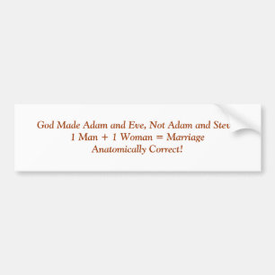 Gott machte Adam und Eve, nicht Adam und Mann Autoaufkleber