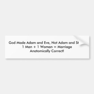 Gott machte Adam und Eve, nicht Adam und Mann Autoaufkleber