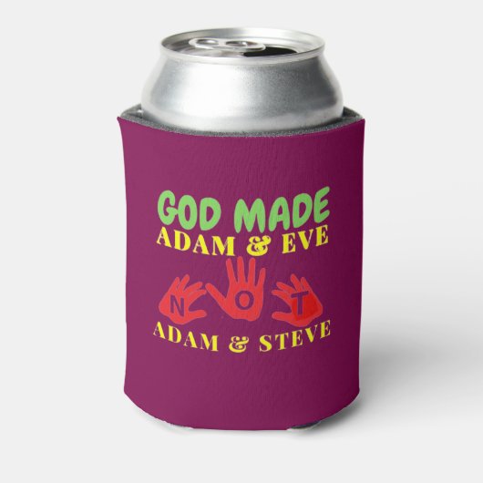 Gott machte Adam und Eve nicht Adam und Steve Dosenkühler (Kanne Rückseite)