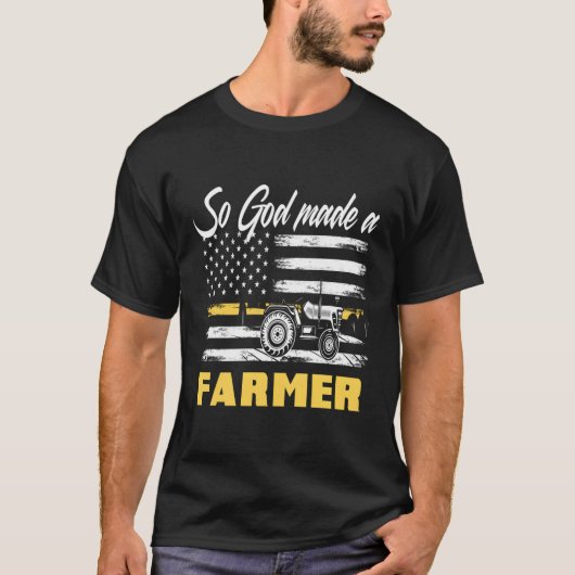 Gott machte einen Bauer American Flag Traktor Baue T-Shirt (Vorderseite)