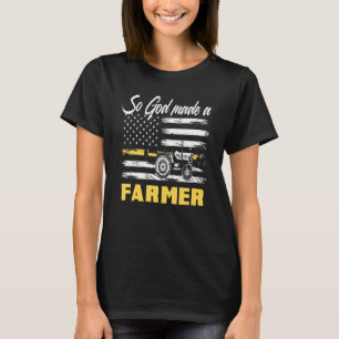 Gott machte einen Bauer American Flag Traktor Baue T-Shirt