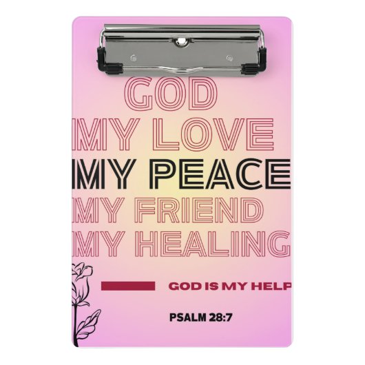 Gott, meine Liebe und Hilfe Psalm 28,7 Mini Klemmbrett (Vorderseite)