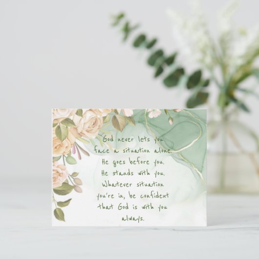 Gott mit dir allein nie inspirierende Blume Postkarte (Stehend Vorderseite)