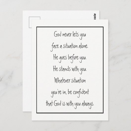 Gott mit dir nie allein inspirierend postkarte (Vorne/Hinten)