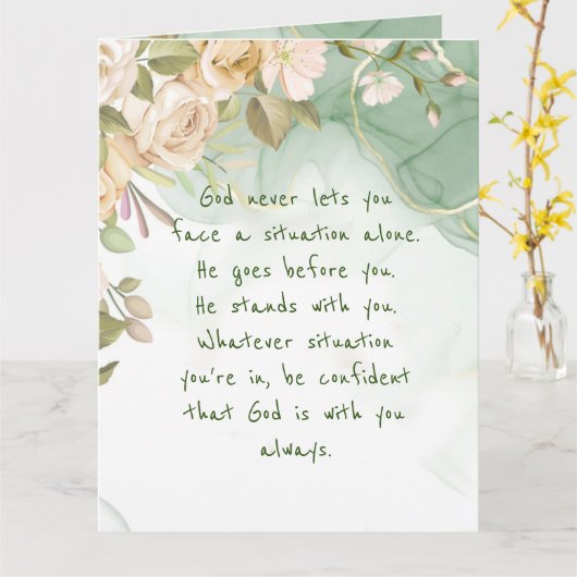 Gott mit dir unterstützt nie allein Comfort-Blume Karte (Gelbe Blume)