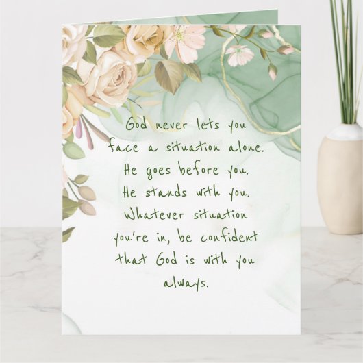 Gott mit dir unterstützt nie allein Comfort-Blume Karte (Vorderseite)