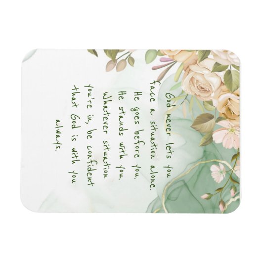 Gott mit dir unterstützt nie allein Comfort-Blume Magnet (Horizontal)