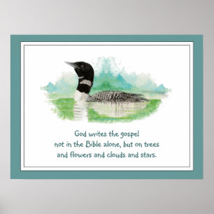 Gott & Natur Zitat, Wasserfarbe Loon Wilderness Poster