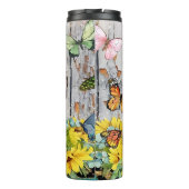 Gott Nichts Unmöglich: Sonnenblumen Schmetterlinge Thermosbecher (Rückseite)