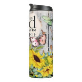 Gott Nichts Unmöglich: Sonnenblumen Schmetterlinge Thermosbecher (Nach rechts gedreht)
