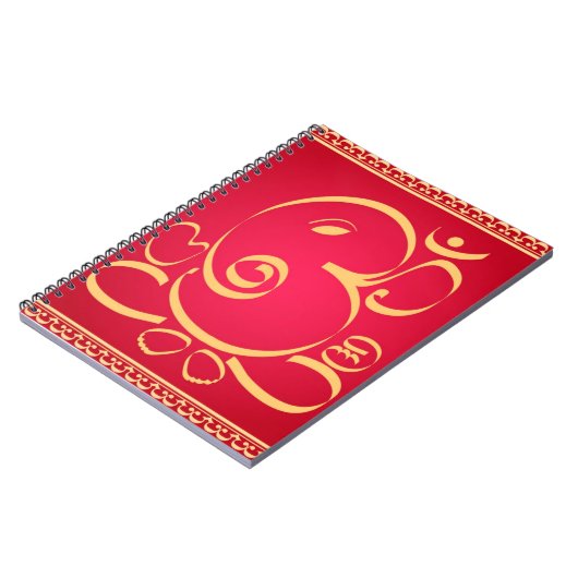 Gott OM Ganesha auf Rot Notizblock (Linke Seite)